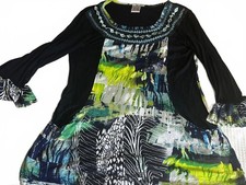 Parsley and sage tunic top bihonfairy forest embroidery slouchy pockets sz Med