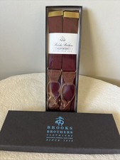 BROOKS BROTHERS Burgundy Suspenders Braces w/ Gold and Leather NEW
