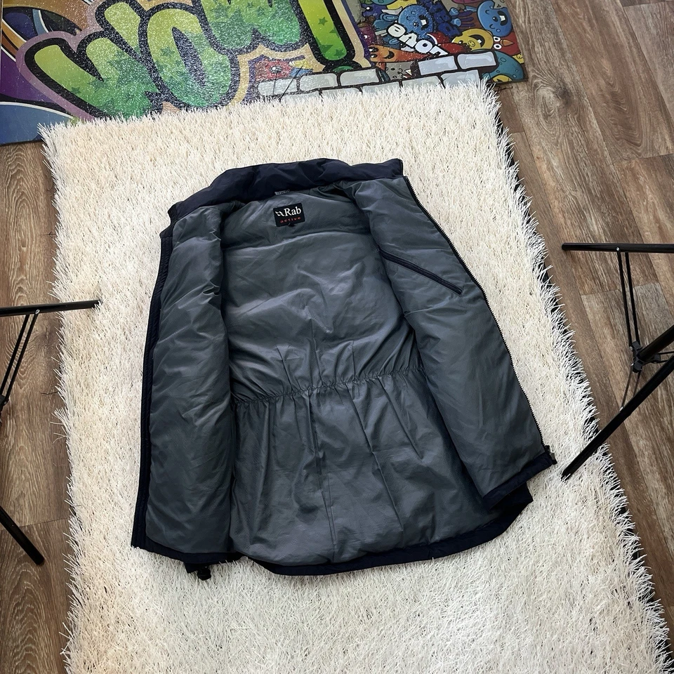 Chaleco acolchado vintage Rab Down chaqueta para hombre talla grande Hyperlite negro raro Foto 3 de 4