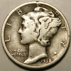 1938 D Mercury Dime F-VF  Actual Coin Pictured- Not Cleaned, Polished or Dipped