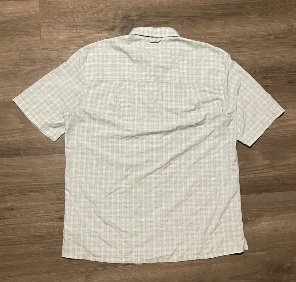 Simms Fishing Shirt Size XL Blue Plaid Short Sleeve Pockets Lightweight - Image 3 of 4