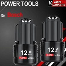 2X BAT411 Akku Für Bosch GBA 12V 4.0Ah Li-ion GSR GDR GSA BAT412 GWI 2607336014