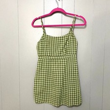 Urban Outfitters Green Emma Plaid Sleeveless Preppy A-line Mini Dress 0