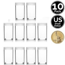 10 Pack Coin Short Sturdy Storage Tube Holders Screw On Lid 4 US Small Dollar