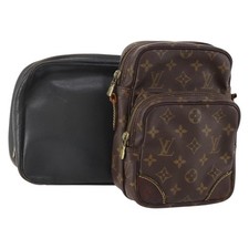 LOUIS VUITTON Monogram Taiga Clutch Bag 2 Set Ardoise LV Auth BA12855