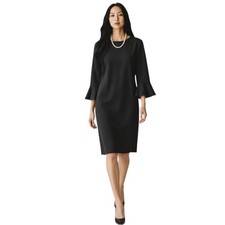 Chicos Dress Womens 1 US 8 M Black Ponte Knit Bell Sleeve Sheath LBD Stretch