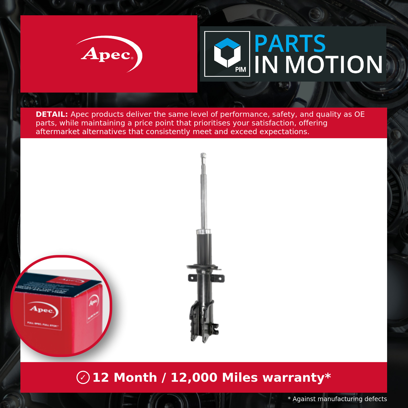 2x Shock Absorbers (Pair) fits NISSAN NV300 X82 2.0D Front 2019 on Damper Apec - Image 43