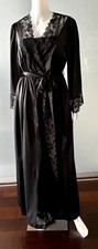 Vintage 70s LORRAINE Black Nightgown and Peignoir Made In USA Size M