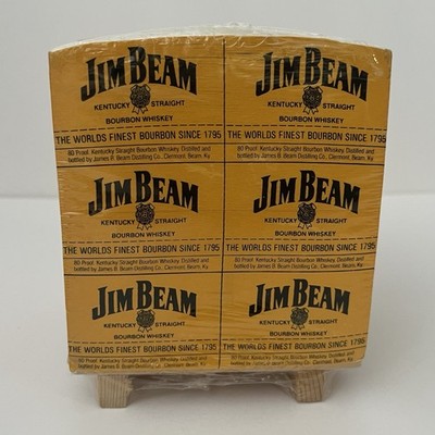 Vtg Jim Beam Kentucky Straight Bourbon Whiskey Note Pad Cube Pallet Shaped Base
