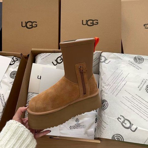Dipp Hightop Platform Ugg Dipper Classic Boot Chestnut / Black WOMEN US4-US9 New - Photo 16/32