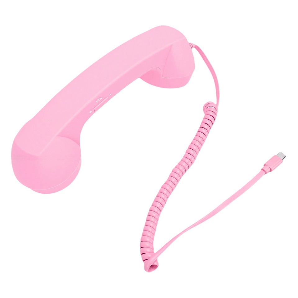 Pink Retro Phone Handset Type C Vintage Wired Plug In Handheld Cell ...