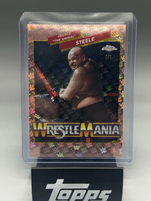 2026 Topps Chrome WWE Logofractor #WMR3 George The Animal Steele Rose Gold 1/1