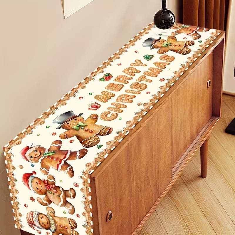 14"x71" Gingerbread Man Festive Holiday Dinner Christmas Table Runner