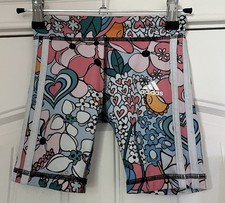 Adidas Youth Size 4 Clear Sky Multicolor Floral Bike Run Shorts Stretch