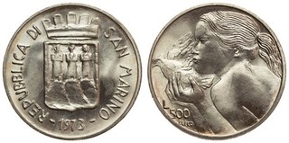San Marino 500 lire 1973 Peace in the World Silver