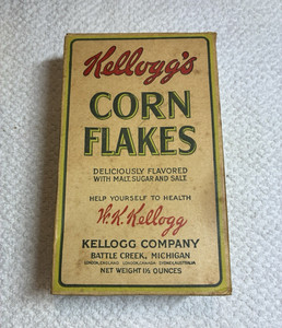 Kellogg Corn Flakes Cereal Free Sample Box w/ "No Green in Her Eye" Blotter