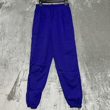 90s Vintage Nike Nylon Windbreaker Track Pants Womens S Purple Blue Zip Ankle