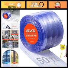 Clear PVC Strip Curtain 50ft x 8in - Ribbed Plastic Door Strips for Freezers, Wa