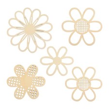 5x Wooden Flower Wall Decor Flowers Wall Signs Multipurpose Wooden Flower Wall