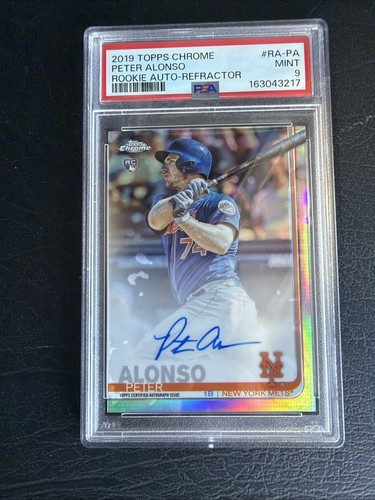 Topps 2019 Chrome Pete Alonso Rookie Auto Refractor /499 PSA 9 Mets RA-PA