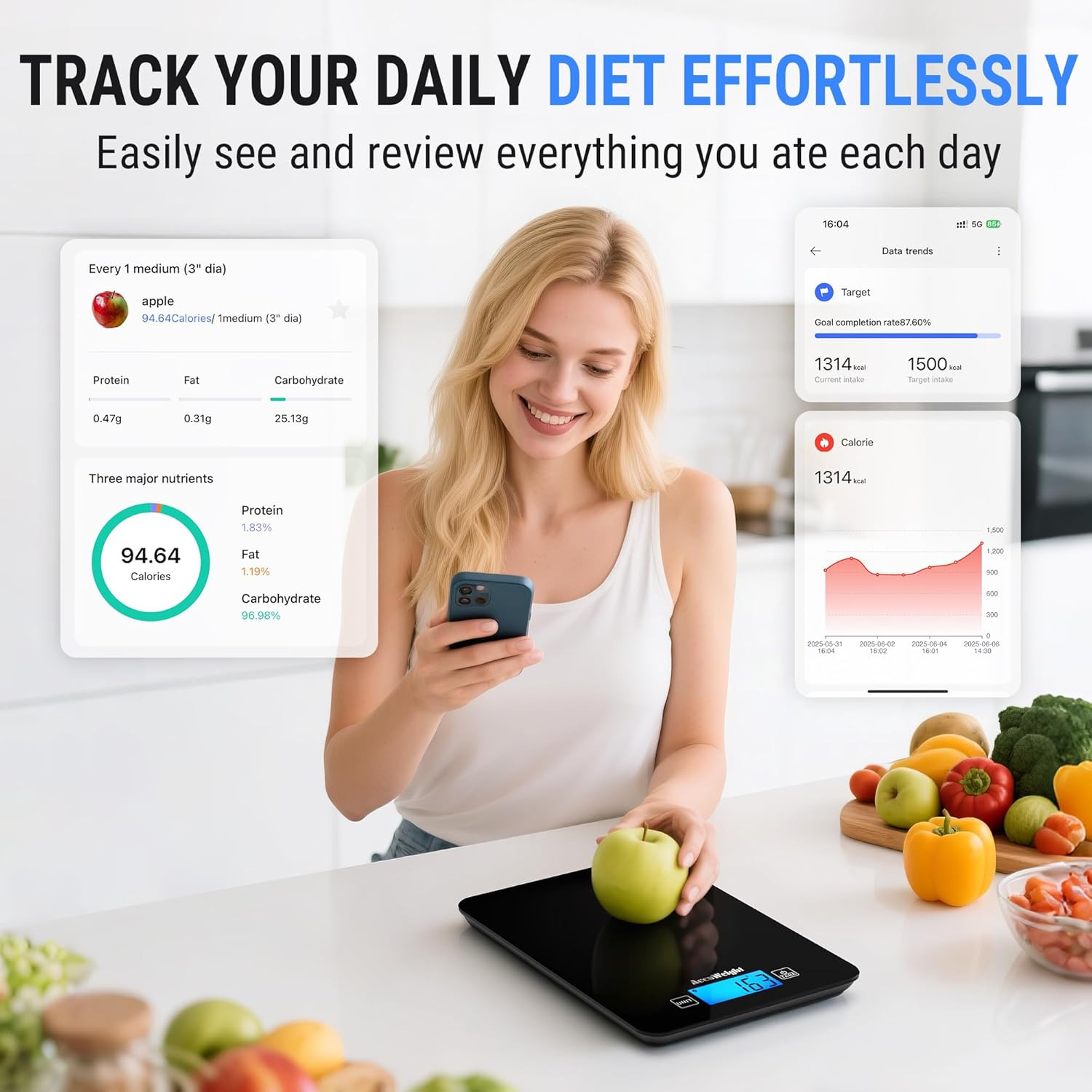 Bilancia Cucina Digitale Bluetooth: Dieta Keto e Calorie Sotto Controllo - 4