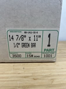 Vintage Green Bar Computer Paper 14 7/8 x 11 Continuous ~Half Case