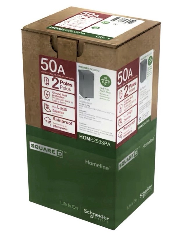 50A Outdoor Spa Disconnect with Required GFCI Breaker Homeline HOME250SPA New