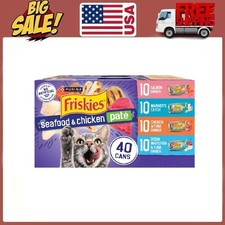 Purina Friskies Pate, Soft Seafood and Chicken Variety Pack, Wet Cat Food 80 Can