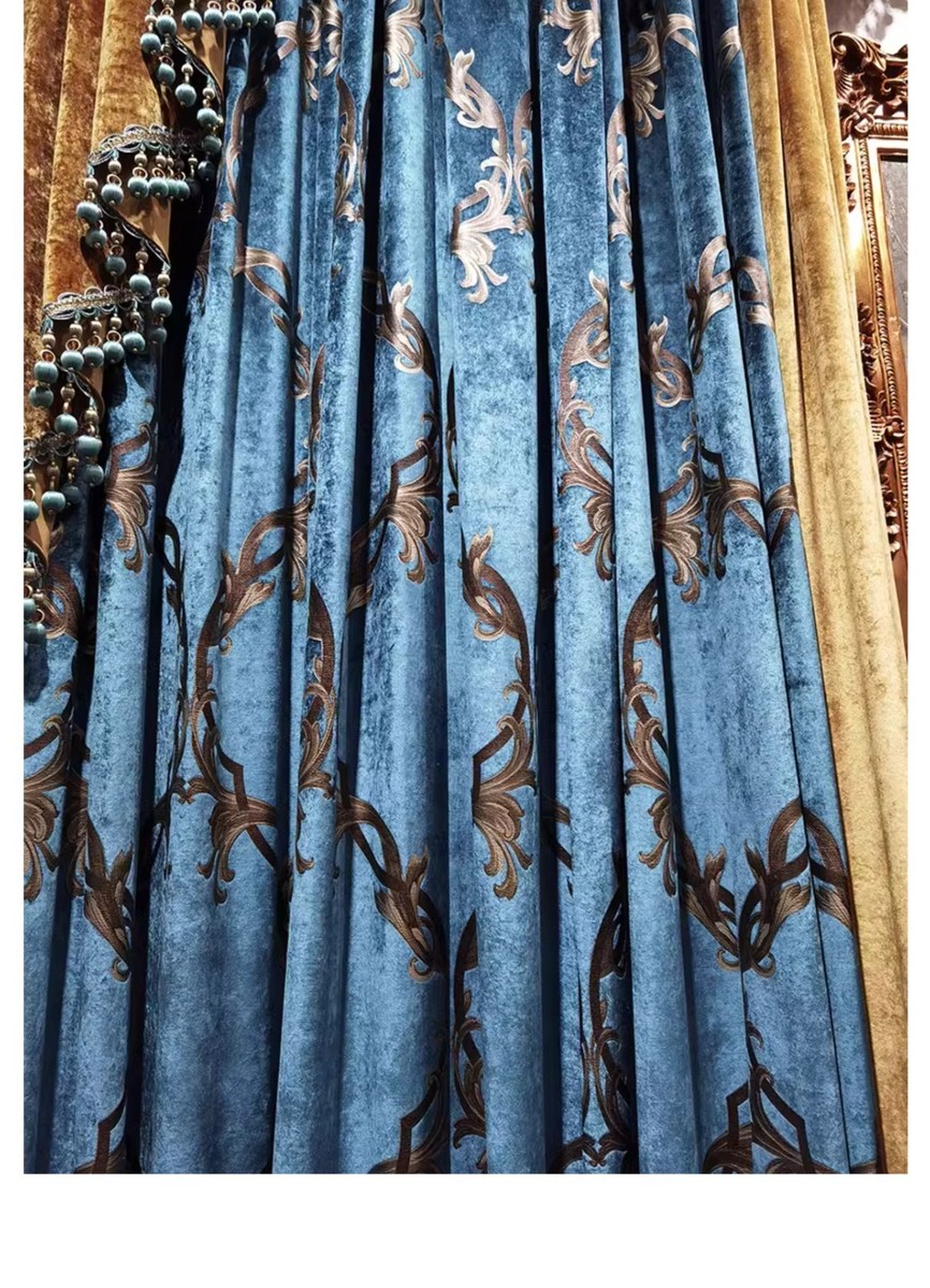 Coussin velours géométrique - Bleu et bronze