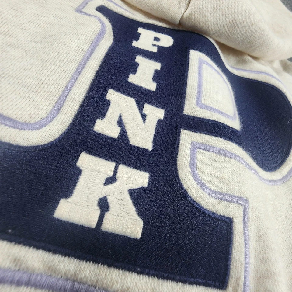 ROSA Victoria's Secret 2XL Marfil Cremallera Sudadera con Capucha Logo Bordado XXL Y2K Sudadera Foto 2 de 4