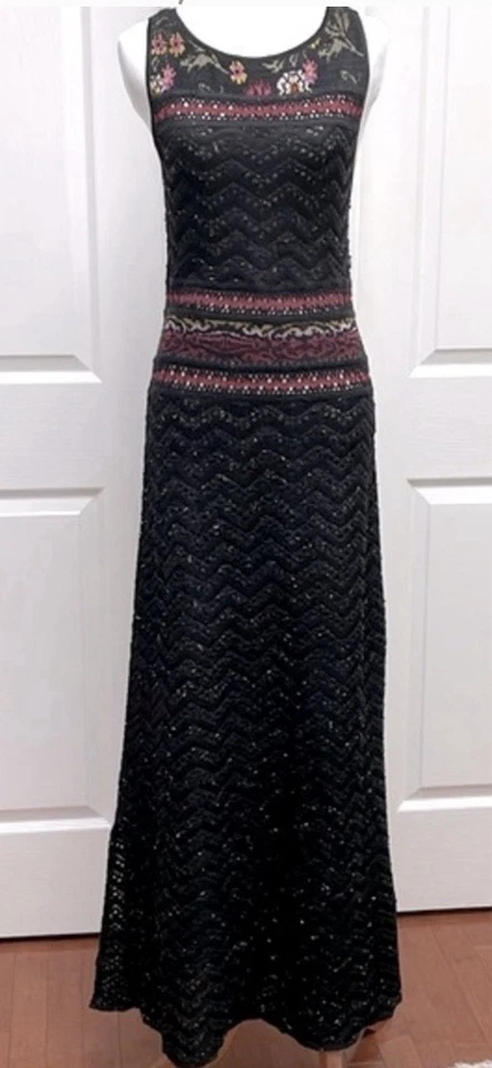 Vestido Suéter Cecilia Prado para Anthropologie Maxi Rowan Negro Tejido Pequeño Foto 3 de 4