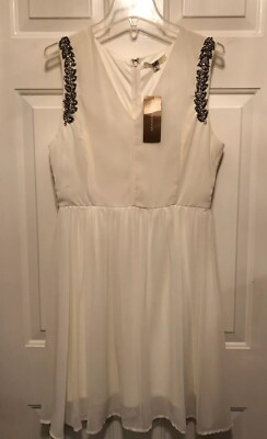 Francesca s Women s Off White Silk Sleeveless Ya Los Angeles Dress Large New