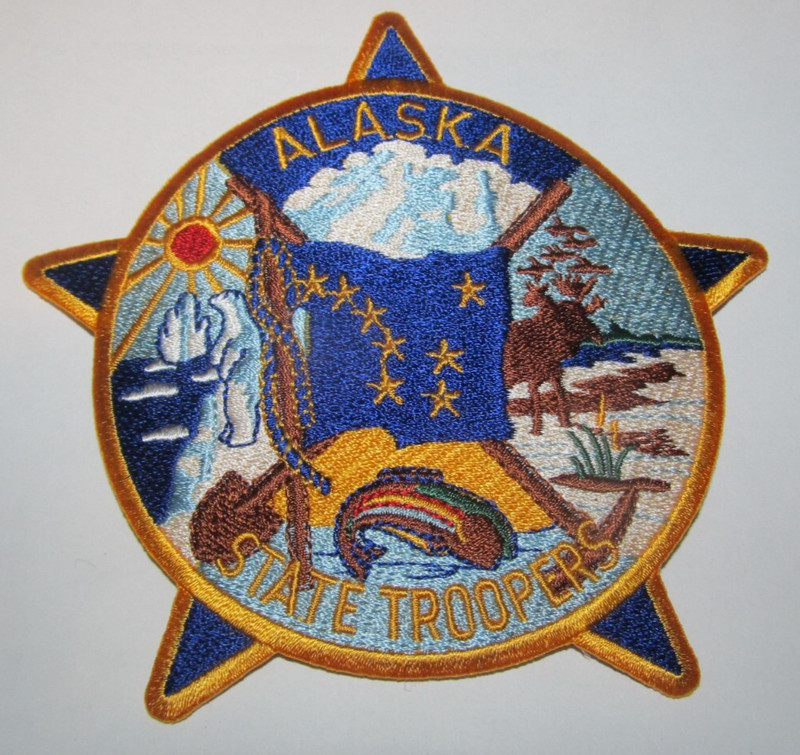 4" Alaska State Troopers Police Patch Gold Blue White Fish Bear Moose Snow Flag