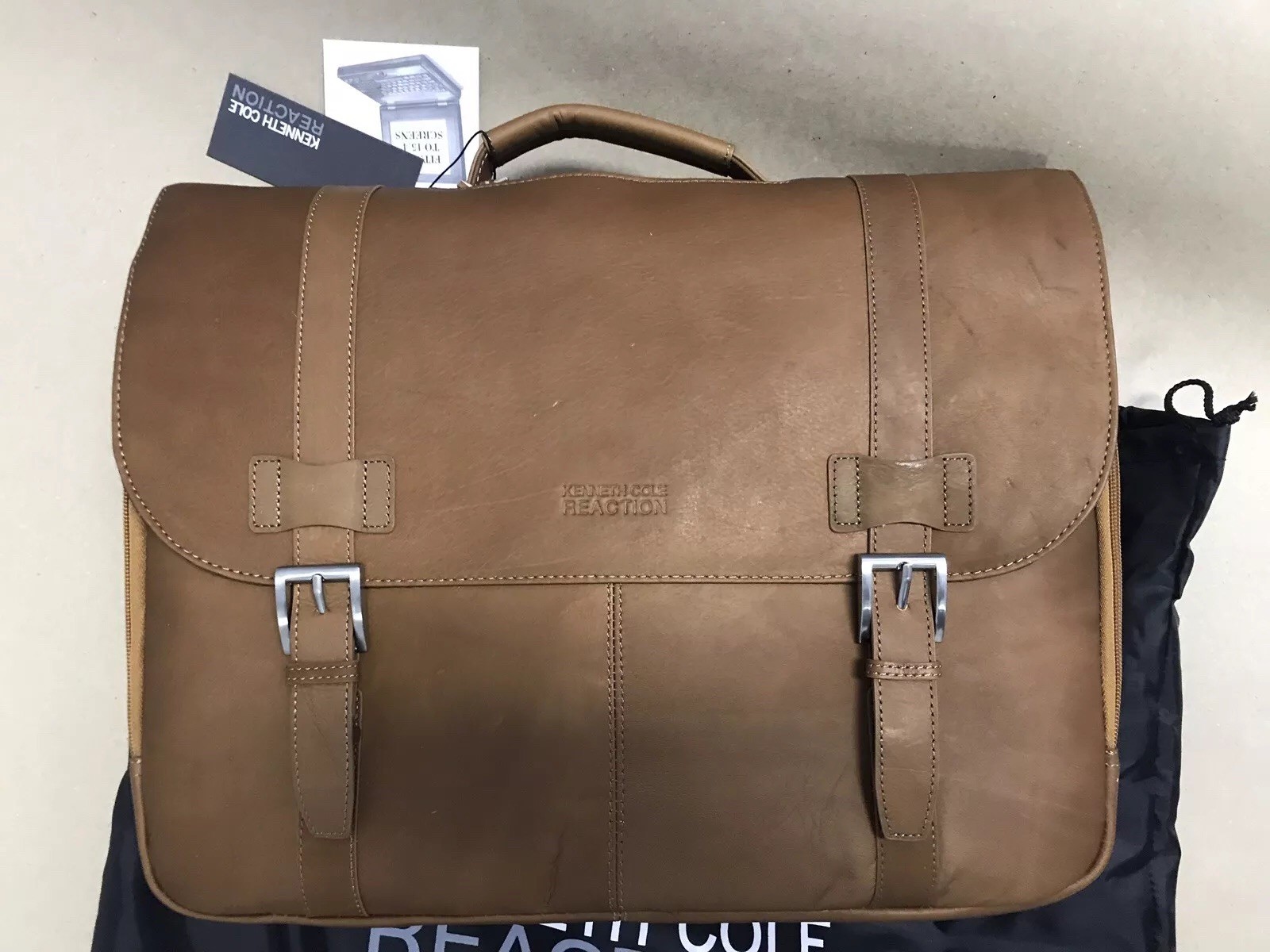 Kenneth Cole Reaction Show Business Leather Brief Case W/ Shoulder Strap