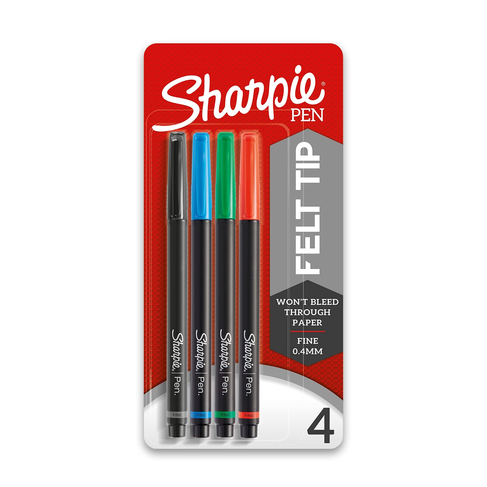 SHARPIE Pens, Fine Point (0.4mm), Assorted Colors, 4 Count