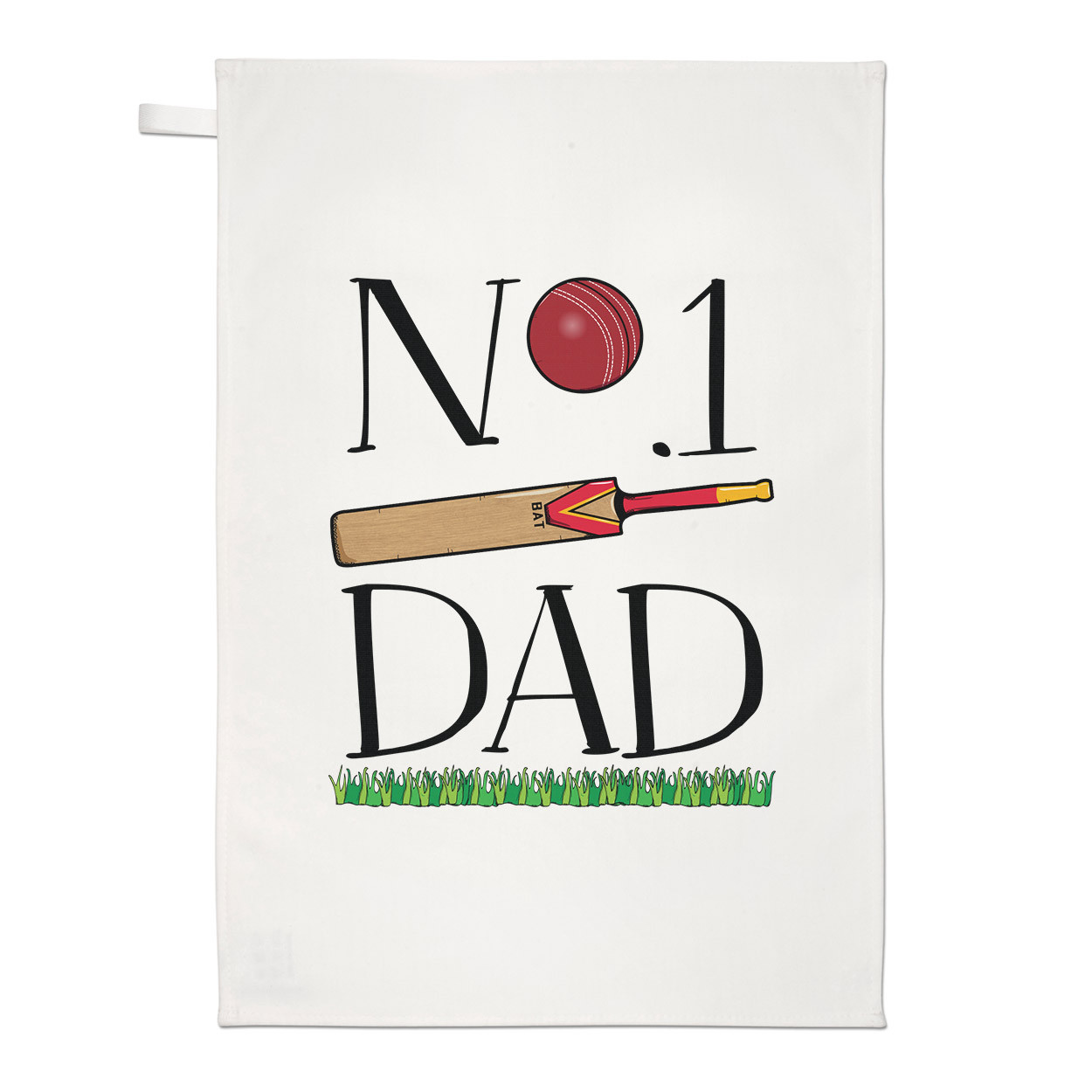 No.1 Dad Cricket Tea Towel Dish Cloth - Funny Father's Day Present Sport
