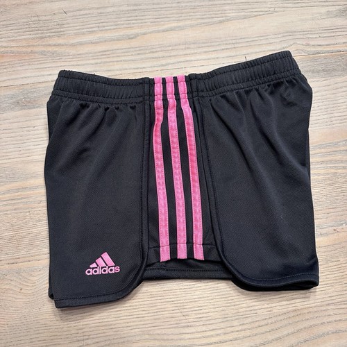 READ Adidas Running Shorts Girls L (14) Black w/ Pink Stripes Athletic Work Out - Picture 17 of 17