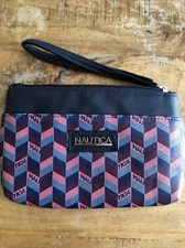 NAUTICA SMALL WRISTLET Pockets Logo Blue Red Silver Designer 7.5”x 5”