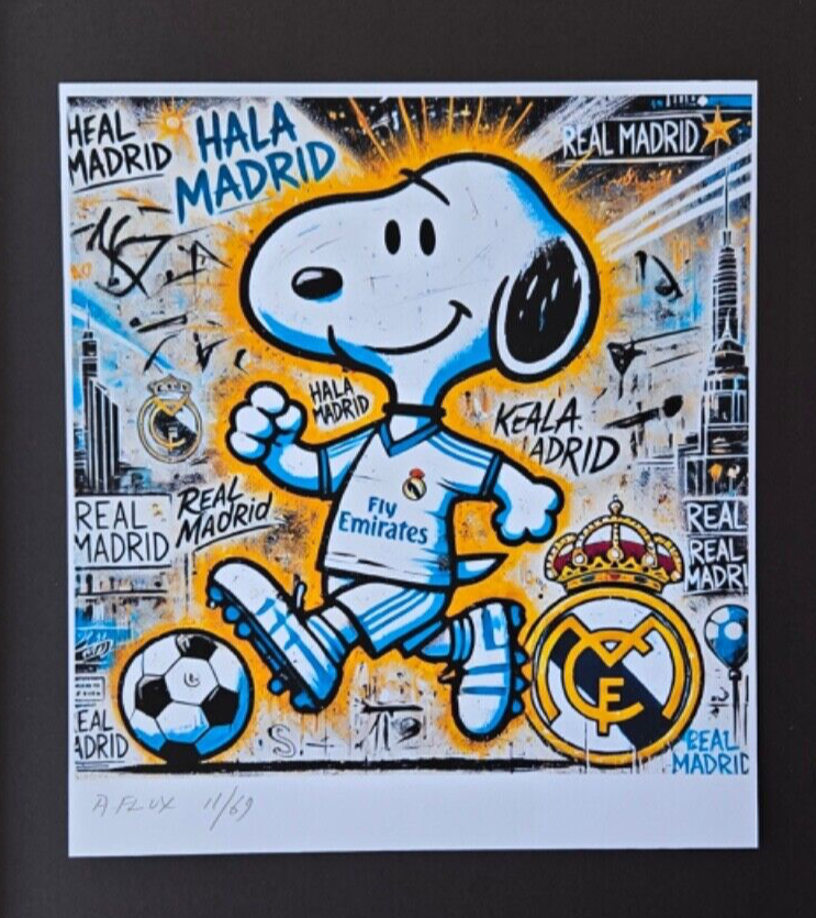 🔥AIDAN FLUX | Hand Signed Print Ed. of Only 69 SNOOPY REAL MADRID