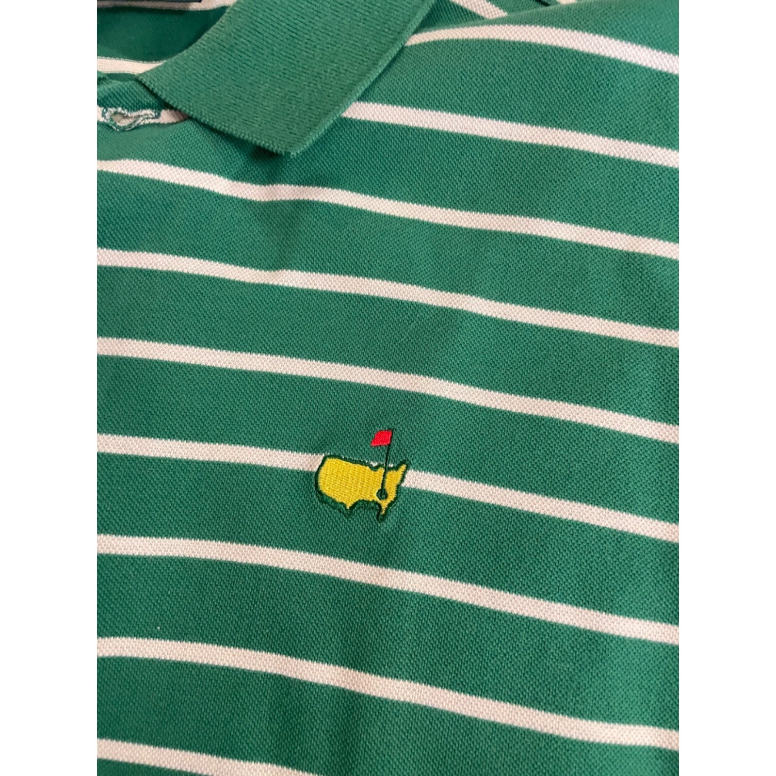 Masters Augusta National Green Stripe Golf Shirt Medi… Gem