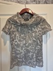 Jones New York Mohair Knit Paisley Short Sleeve Top Petite Small