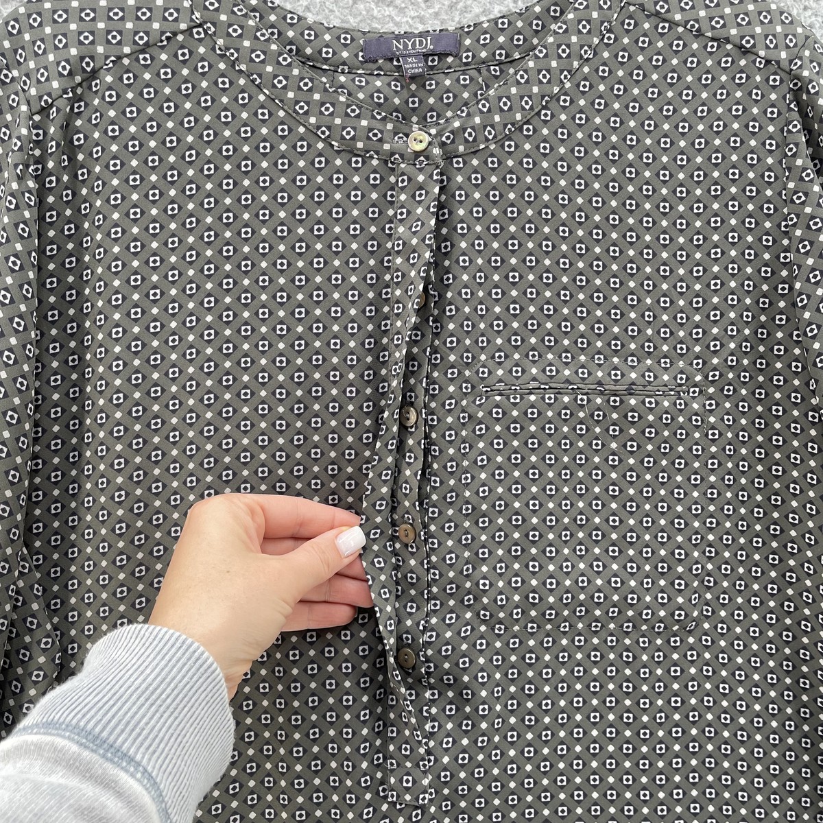 NYD Blouse Top Women Extra Large Grey Light Chiffon Popover