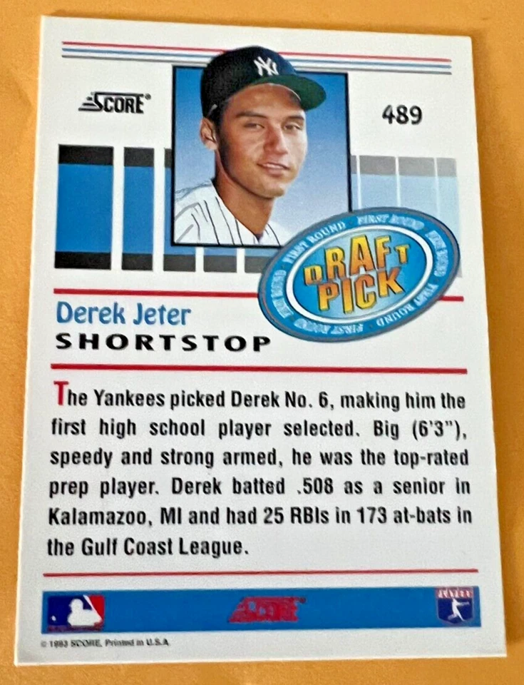 Tarjeta de novato de béisbol Derek Jeter Yankees 1993 Score MLB #48 RC MEJOR ASPECTO COMO NUEVO Foto 2 de 2