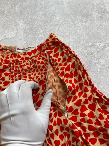 Saint Laurent Vintage Archive 70s Skirt Heart Pattern Women's 36 Very Rare - Picture 7 of 14