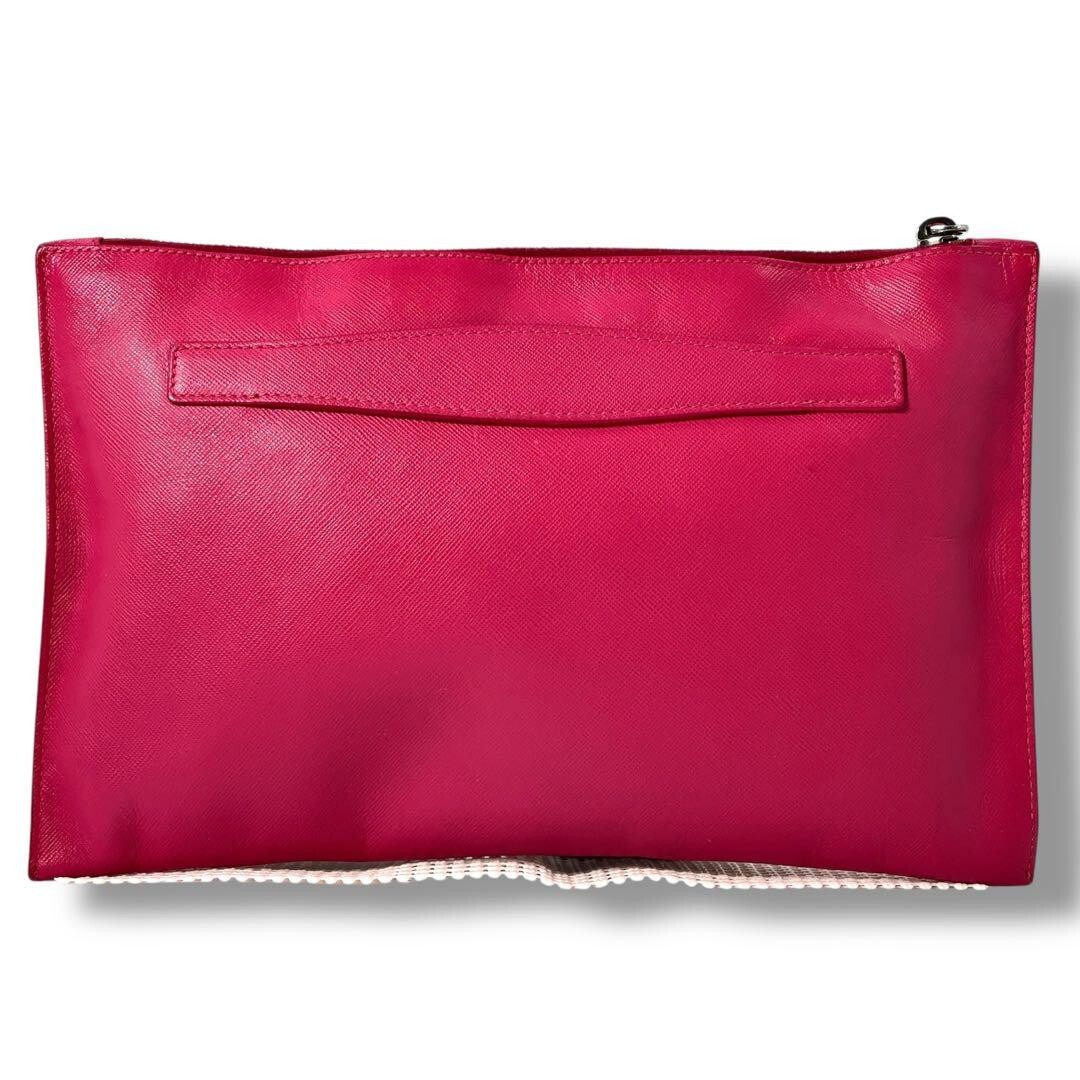 クラッチバッグ PRADA Clutches Women Leather Pink/Peony PRADA Clutch Bag Accessory Pouch Saffiano Leather Pink Used