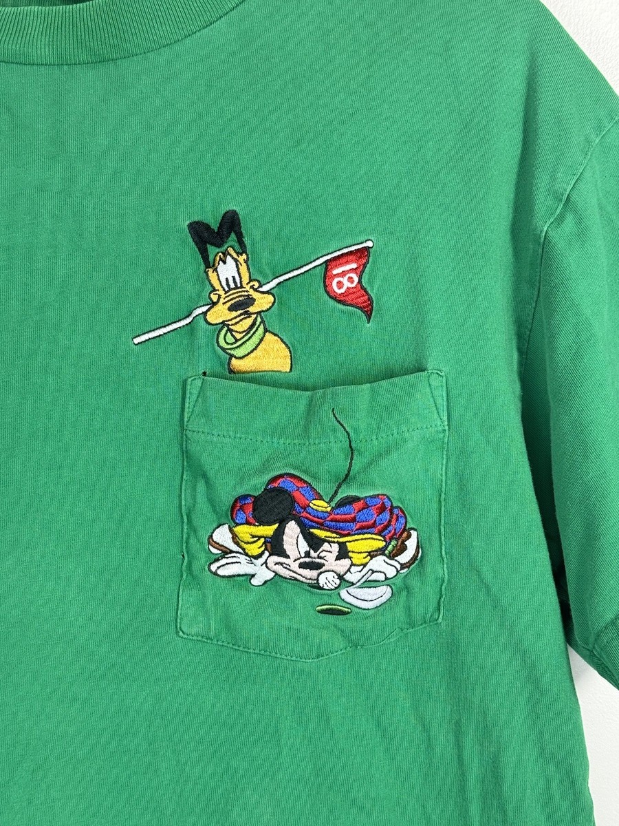 Mickey Mouse T-Shirt VTG 80s Mickey & Pluto Golf Shot Pocket