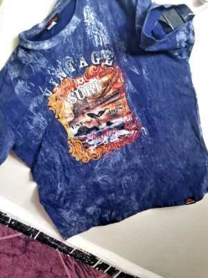 Vintage TShirt Men SURF-LINE 1978 Color Blue Sky Size ''XXL'' 100% Cotton Thailand