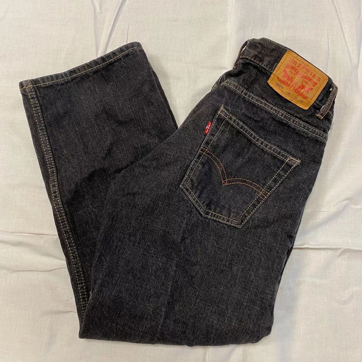Levi s 550 Jeans Boys 10 Husky Black Relaxed Straight Denim Pants