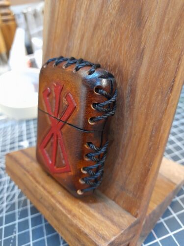 Zippo custom hand made leather case Beserker Rune - Picture 3 of 8