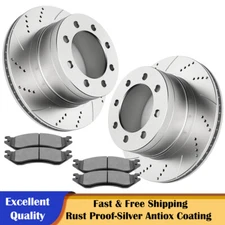 For 2003 - 2008 Dodge Ram 2500 3500 Rear Drilled Brake Rotor Ceramic Brakes Pads